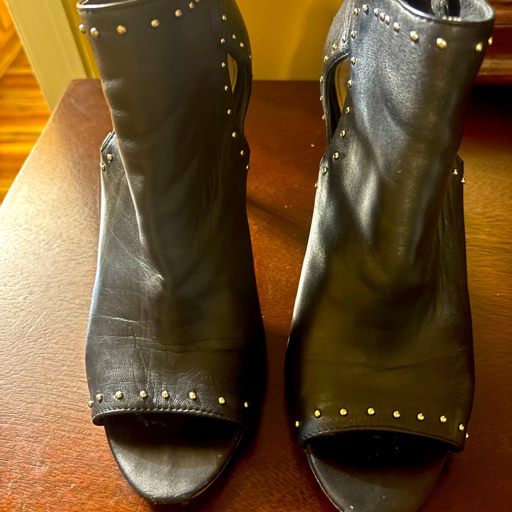 Vince Camuto Elegant Black Peep-Toe Ankle Boots